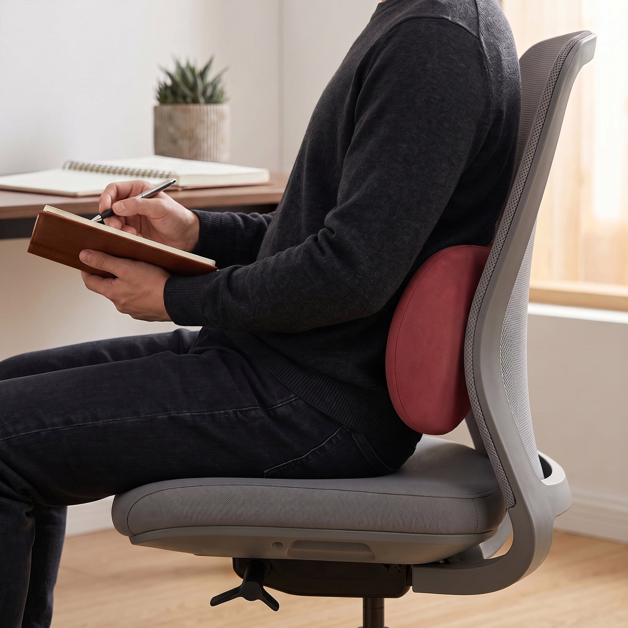 Unique Bargains Lumbar Support Pillow for Back Support Volcanic Red 14.2" x 6.7"