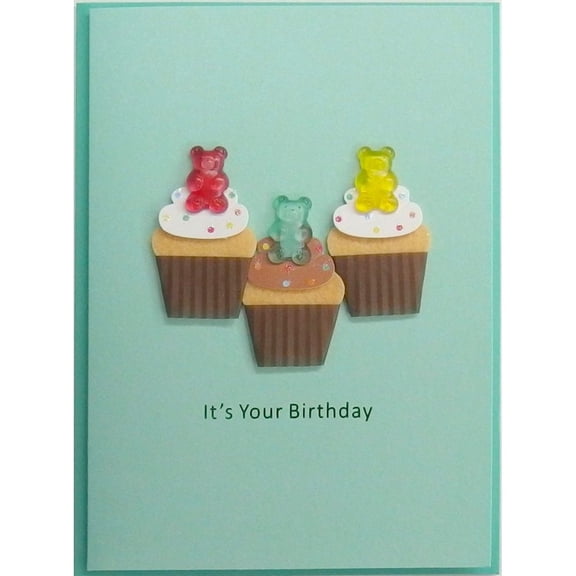 NIQUEA.D, Gummi Bear Cupcakes Birthday Card