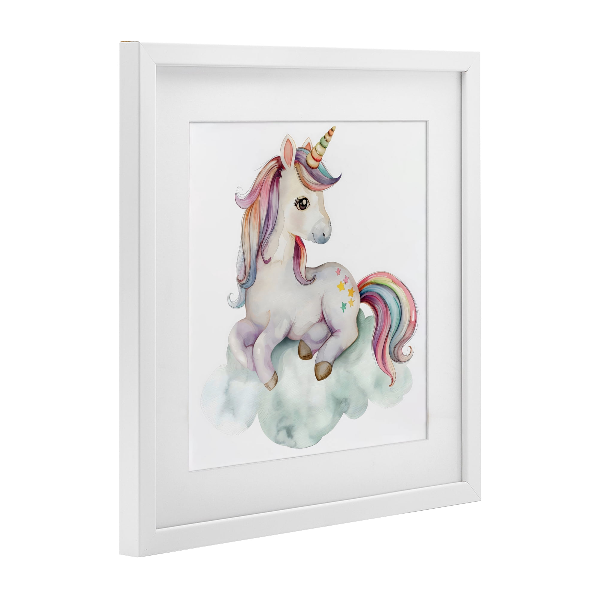 Stupell Industries Rainbow Unicorn on Cloud White Framed Print Under Glass, design by Creative Studio