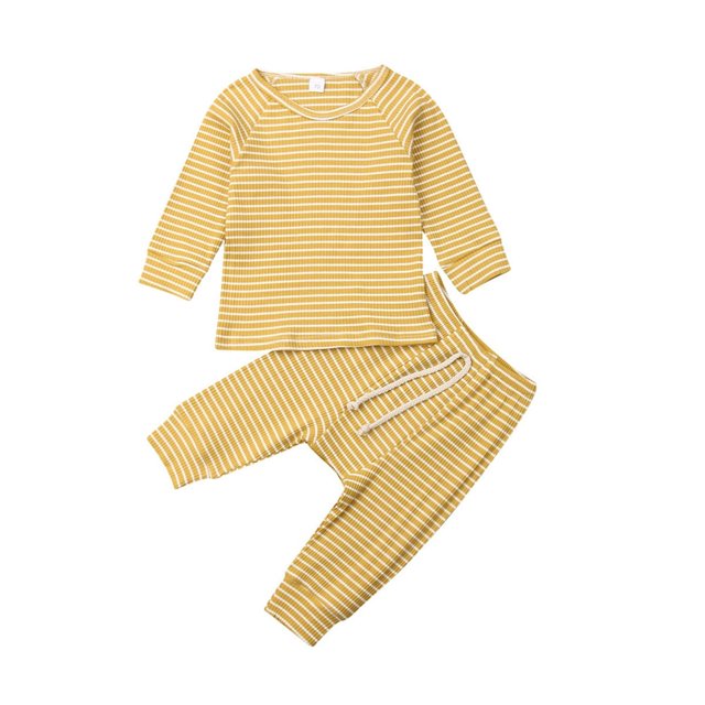 PENGXIANG Baby Boy or Girl Gender Neutral Striped Top & Pants 2pc Outfit Set