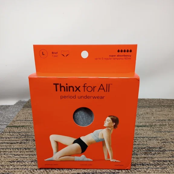 Thinx For All Period Better Underwear Brief Panties Super Absorption Large Gray