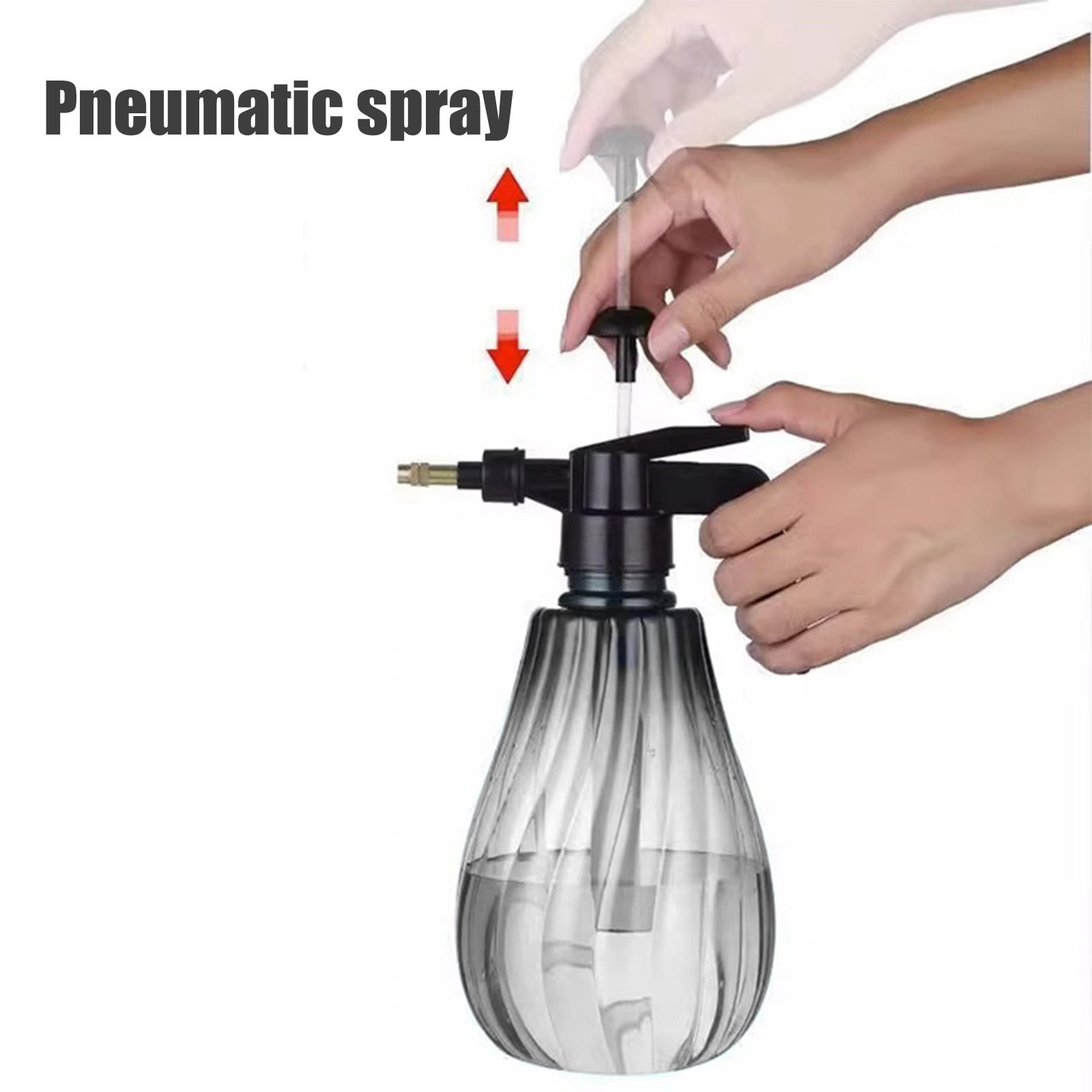 JoyHoop 1.5L Pneumatic Watering Can with Adjustable Brass Nozzle, High Pressure Sprayer for Gardening and Plants, Gray