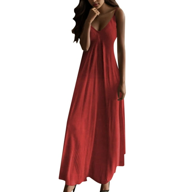 2025 Robe Longue Camisole Robes Décontractées Femmes Col en V Débardeur pour Femmes Robes d'Enseignante Maxi Imprimé Sans Manches Femmes Grande Femmes