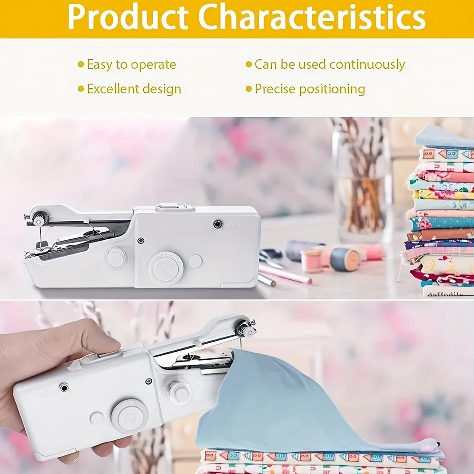 3 Pack Portable Handheld Sewing Machine, 2025 New Fast Stitch Mini Electric Sewing Machines, Small Hand Held Sewing Machine for Adults Beginners DIY Fabrics Clothes Home Travel (White)