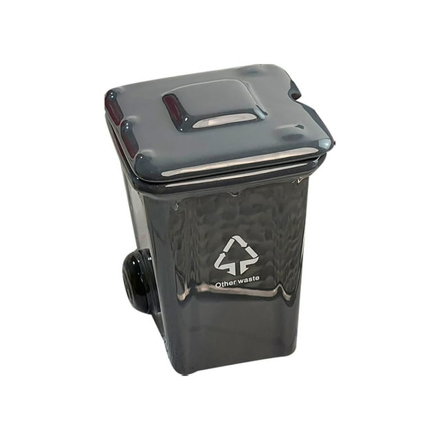 Huanglei Novelty Garbage Can Shaped Mug With Lid Funny Ceramic Coffee Cup For Desk Unique Humorous Drinking Home Idea