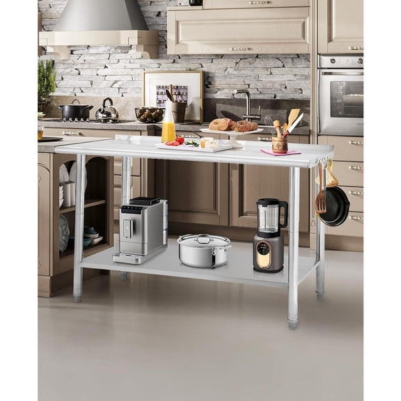 60x24x35 Inch NSF Certified Stainless Steel Prep Table, Adjustable Undershelf Durable Workbench for Kitchen Restaurant