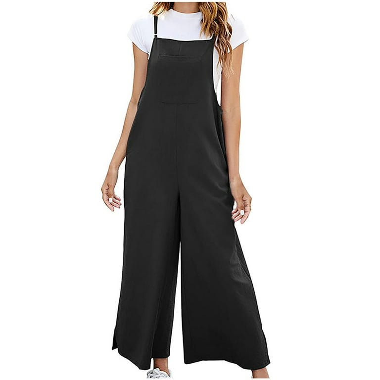 Virmaxy Loose Overalls For Women Fashion Color Waist Strap Pants