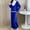 Blue, variant on Womens Fashion New Fashion Casual Solid Color Knitted Set Casual Top and Pants Two-piece Set Sleek Casual Wear