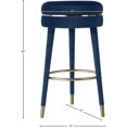 thumbnail image 3 of Meridian Furniture Tabouret de Bar en Velours Corail Marine, 3 of 3