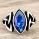 thumbnail image 4 of Anillo de cristal hombre Qarigey ceremonia banquete estilo Vintage Azul talla 8 AP014446-02B, 4 of 6