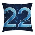 thumbnail image 1 of 22nd Birthday Decorations Throw Pillow Cushion Cover, Happy Age Anniversary Digital Polygon Star Illustration, Decorative Square Accent Pillow Case, 18 X 18 Inches, Dark and Sky Blue, by Ambesonne, 1 of 2
