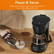 KNDKO 5-Cup Coffee Maker, 700W Quick-Heating Coffee Machine with 2-Hours Keep Warm & Timing Function, Glass Carafe(0.75L)