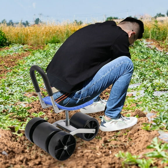 Adjustable Seat Height and Direction for Gardening Garden Rolling Stool Workseat with 4 Wheels, Stable Sturdy Cart
