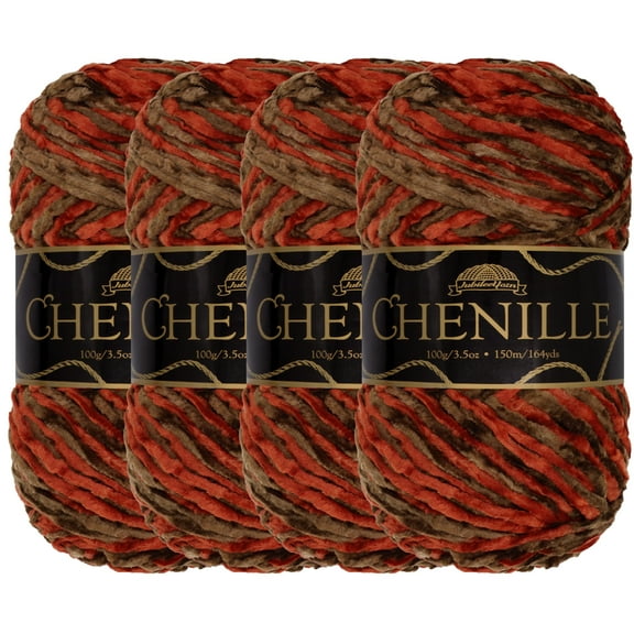 JubileeYarn Chenille Yarn - Worsted Weight - 100g/Skein - Zerzura - 4 Skeins