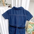thumbnail image 5 of LYMAYTER Girls Short Sleeve Denim Dress Teen Button Down Casual Jean Shirt Dresses 2-8Y, 5 of 8