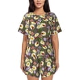 thumbnail image 1 of Fotbe Ladybugs And Flowers On A Wooden Conjunto de Pijama Estampado para Mujer, 2 Piezas, Ropa de Dormir con Camiseta de Manga Corta y Shorts Suaves-Medium, 1 of 6