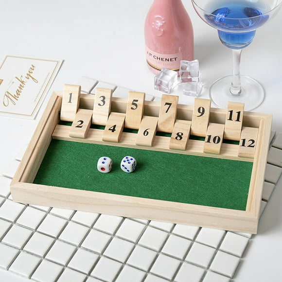 Relaxdays Shut The Box 9er, 2 wooden dice & dice board, for at least 2 players, classic family game, wood, natural/green