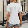 thumbnail image 3 of fatyb Women's Button V Neck Tunic Tops Short Sleeve Pleated T Shirts Loose Summer Casual Blouses, 3 of 7