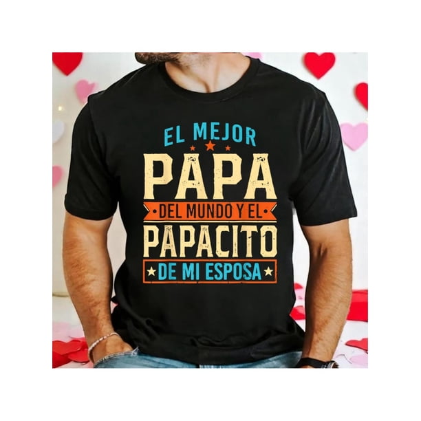 Camiseta con diseño en español "El Mejor Papá del Mundo" - Mezcla de algodón, Cuello redondo, Lavable a máquina, Color negro, Regalo ideal para el Día del Padre, Perfecta para deportes y actividades a