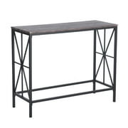 FurnitureR Console Sofa Table Wooden Top Desk Metal Frame 1-tier Entryway (Dark Brown)
