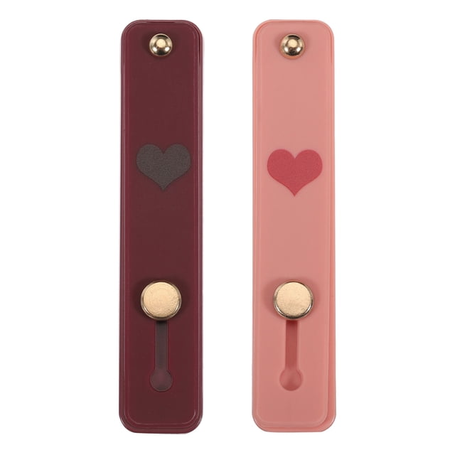 Soporte de dedo en bucle para teléfono de 2 piezas, correa de silicona para teléfono, agarre para la mayoría de los smartphones, rojo oscuro, rosa oscuro