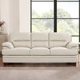 thumbnail image 2 of Hydeline Luxor Top Grain Leather Sofa 3-Seater Vanilla White with Tapered Legs Memory Foam and Springs Seating, 2 of 8