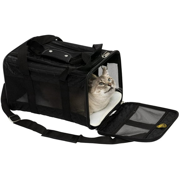 Sherpa Travel Original Deluxe Airline Approved Pet Carrier - Medium, Black Lattice Stitching