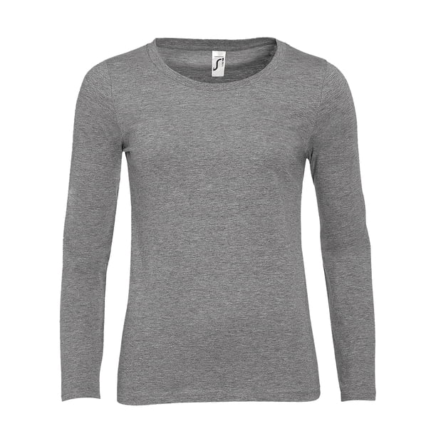 SOLS - Camiseta de manga larga modelo Majestic para mujer (Gris piedra)