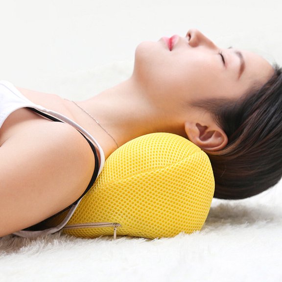 Moluckfu 1Pc Yellow Neck Pillow with U Shape Groove for Cervical Vertebra Support and Rest