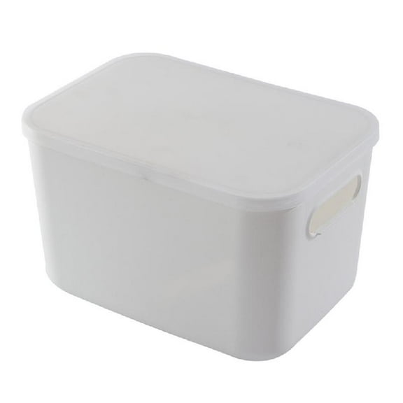 Plastic White Stackable Storage Box Bin with Clear Lid Handles Multifunctional Clothes Sundries Desktop Basket Organizer