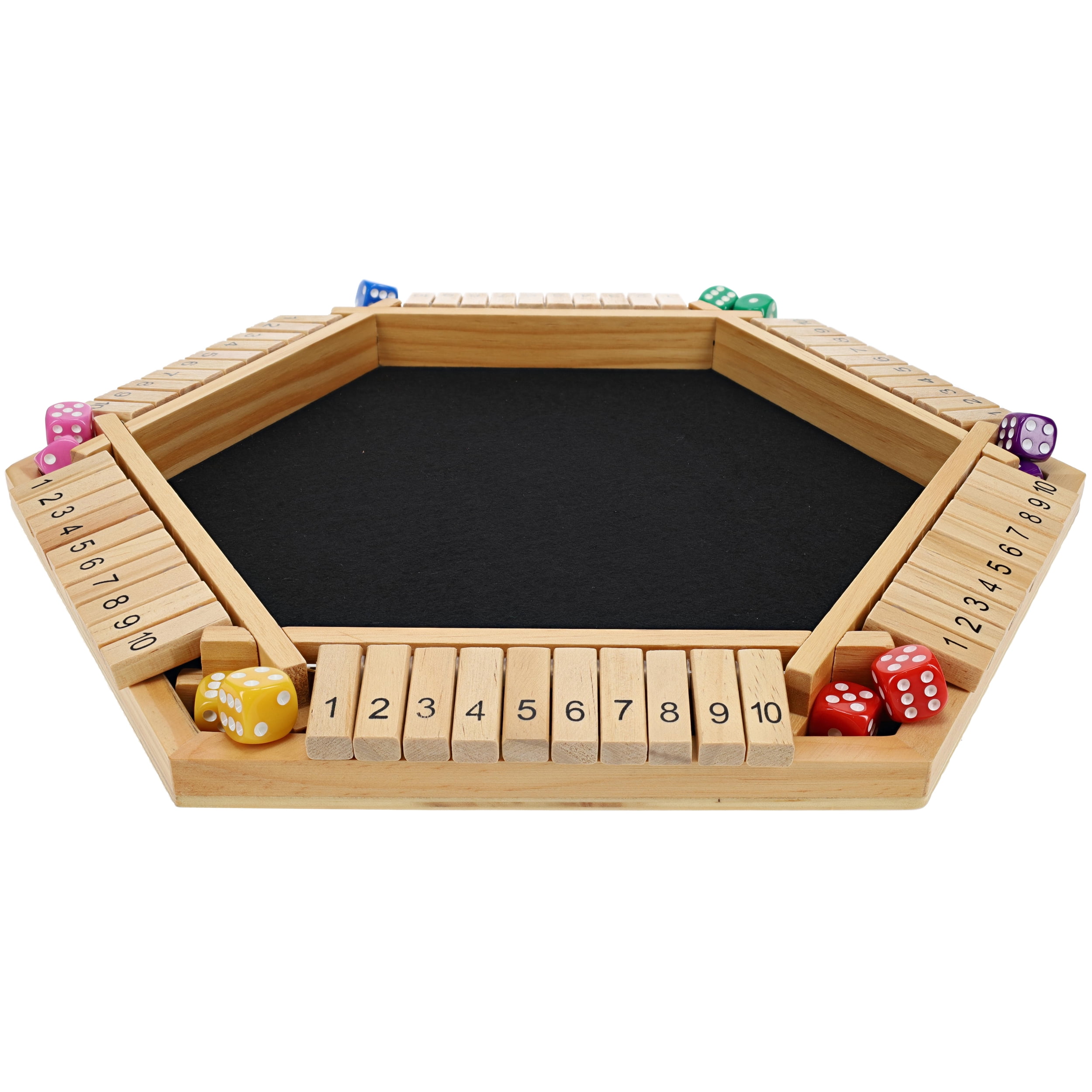 Pacific Shore Games 6 Player Shut The Box Dice Game - Natural Wood - 14 In.