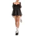 thumbnail image 3 of Women Tulle Princess Mini A-line Dress Puff Sleeve Off Shoulder Backless Cocktail Dress Party Streetwear, 3 of 6