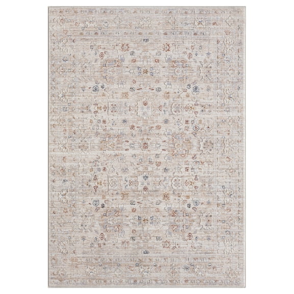 LR Home Mia 5' x 7'11" Beige/Gray Floral Premium Ultra-Soft Indoor Area Rug