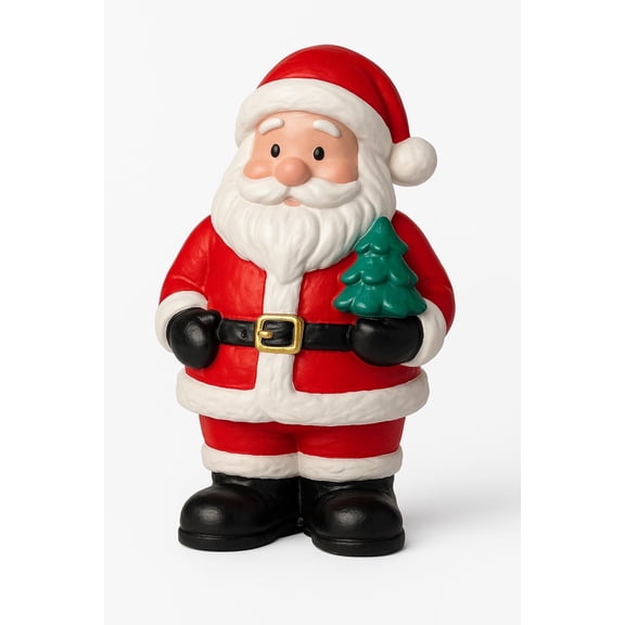 Santa Claus Figurine, Resin Christmas Tabletop Decor Statue, Red Santa with Tree Holiday Decoration, 5 inch