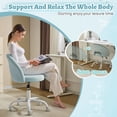 thumbnail image 6 of UBesGoo Comfy Office Chair with Wheels, Cute Rolling Vanity Makeup Chair, Adjustable Linen Fabric Task Chair for Makeup Room, Light Blue, 6 of 9
