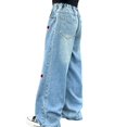 thumbnail image 4 of FDDMis Tall Jeans Wide Leg Jeans Petite Length Black Pants Boys Teenage Clothes Gymnastic Clothes for Girls 14/16 Girls Clothes Cute Clothes Boys, Blue 10-11 Years, 4 of 9