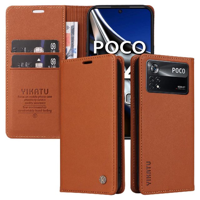 Funda para Xiaomi POCO X4 Pro 5G Estuche de Cuero PU Tipo Cartera con Ranuras para Tarjetas y Cierre Magnético