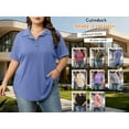 thumbnail image 4 of Cuteduck Womens Plus Size Casual Henley Waffle Knit Button-Up Top Short Sleeve Polo Shirt 1X-5X, 4 of 7