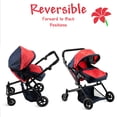 thumbnail image 5 of HUSHLILY - Reversible Double Doll Luxury Stroller with Adjustable Canopy & Basket (Red & Denim Blue), 5 of 7