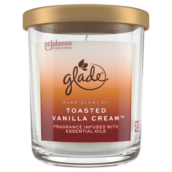 Glade® Large Candle, 4" x 4" Jar Candle, Toasted Vanilla Cream
