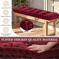 thumbnail image 6 of Bench Cushions for Indoor Furniture 42x16 in Velvet Kitchen Dining Piano Window Seat Cushion, Tufted Patio Porch Swing Thicken Bench Pad Memory Foam for Christmas Decor(Dark Red), 6 of 12
