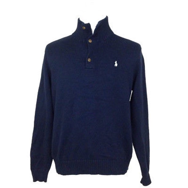 New 3038-2 Polo Ralph Lauren Navy Pullover Sweater 1XB/1TF Three Button  Henley, $125 