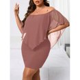 thumbnail image 6 of Redwood Plus Size Off-Shoulder Fitted Mini Dress With Sheer Flounce Overlay, 6 of 7
