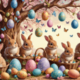 thumbnail image 3 of Happy Easter Photography Backdrop Spring Green Grass Rabbit Bunny Eggs Wooden Board Baby Shower Kids Portrait Decor Background, 3 of 4