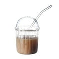 Sale Clearance Cute Drinking Glasses With Glass Dome Lid And Straw