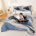 thumbnail image 3 of Manfei Classic Train Queen Comforter Set,Snowy Railway Comforter Sets Queen,White,Light Gray Reversible,3 Pieces,1 Comforter and 2 Pillowcases, 3 of 7