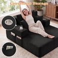 thumbnail image 2 of ZIVACATE 60" Chaise Lounge Chair Indoor with 3 Pillows, Oversized Deep Seat Sleeper Couch, Deep Seat Loveseat Chair for Living Room, Black, 2 of 7