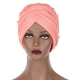 thumbnail image 3 of Herrnalise Women Fashion Solid Beading India Hat Muslim Ruffle Beanie Turban Wrap Cap, 3 of 4