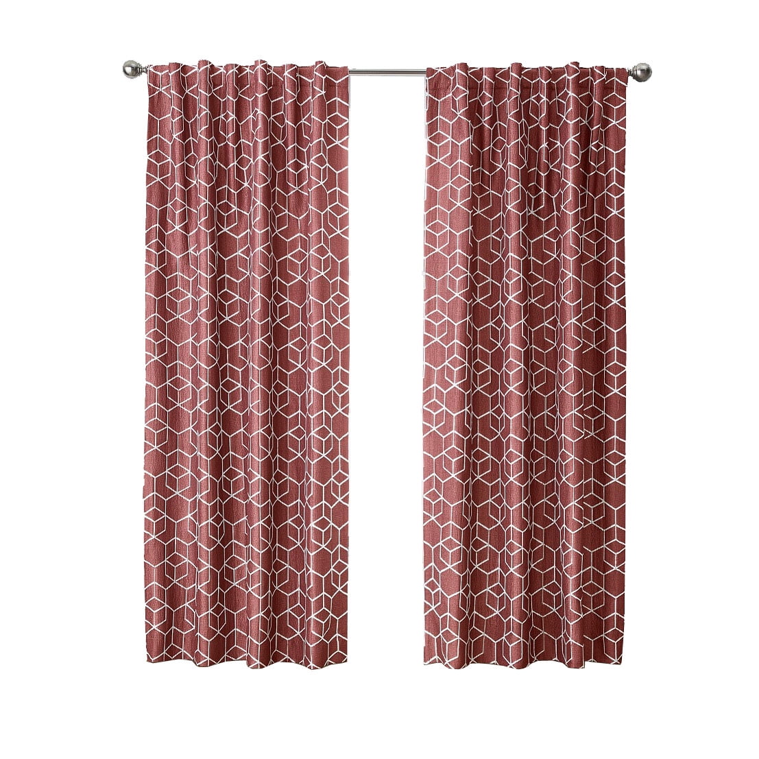 Better Homes & Gardens Blackout Textured Geometric Curtain Panel, 1 Panel, Rusty Brick, 50" W x 95" L