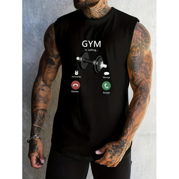 Camisetas Sin Mangas Para Hombre Con Estampado De GYM Is Calling Para Entrenamiento Fisico Para Verano Walmart en linea